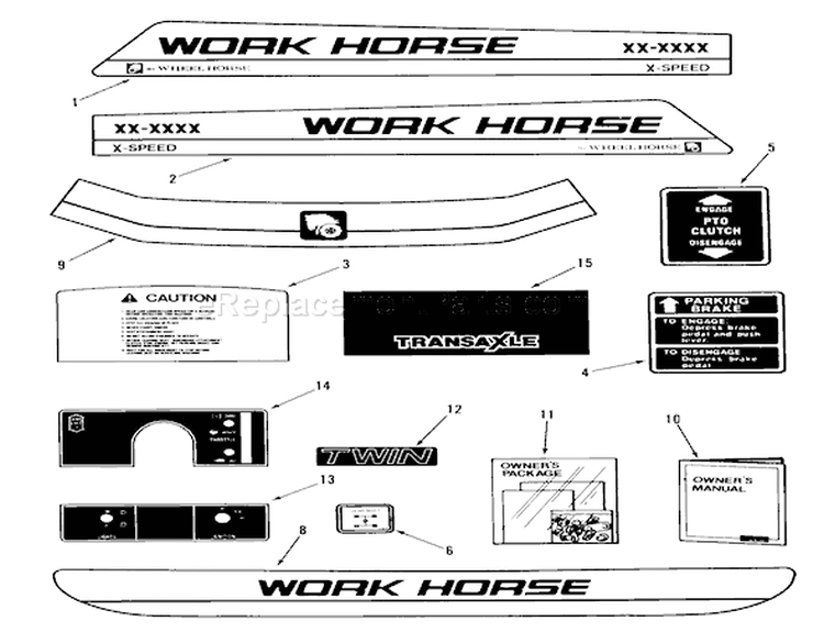 Decals, Miscellaneous Diagram and Parts List for A2-083202 1983 Toro Lawn Tractor