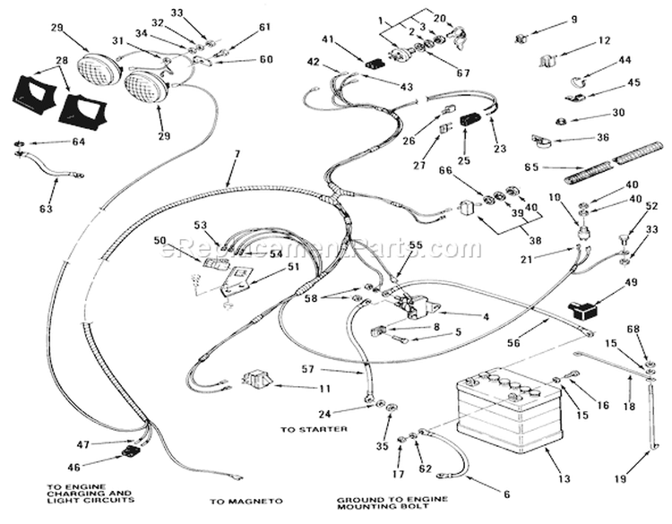 Electrical System Diagram and Parts List for A2-083202 1983 Toro Lawn Tractor