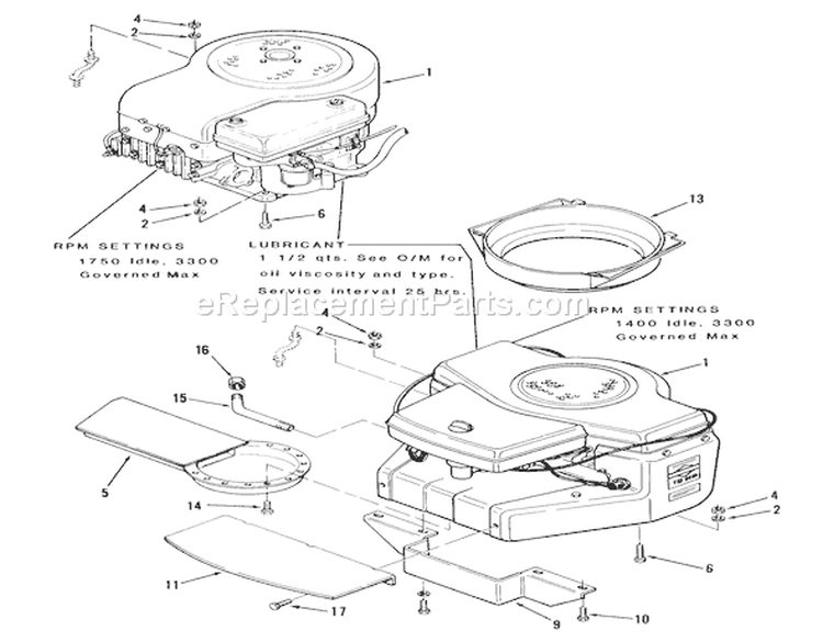 Engine Diagram and Parts List for A2-083202 1983 Toro Lawn Tractor