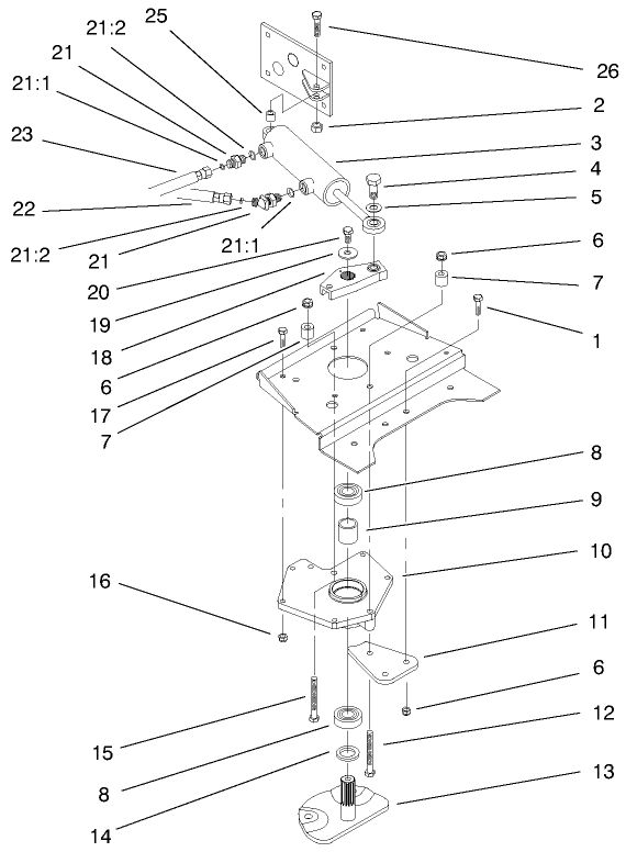 Lower Power Steering Assembly Diagram and Parts List for 73545 8900001 - 8999999 Toro Lawn Tractor