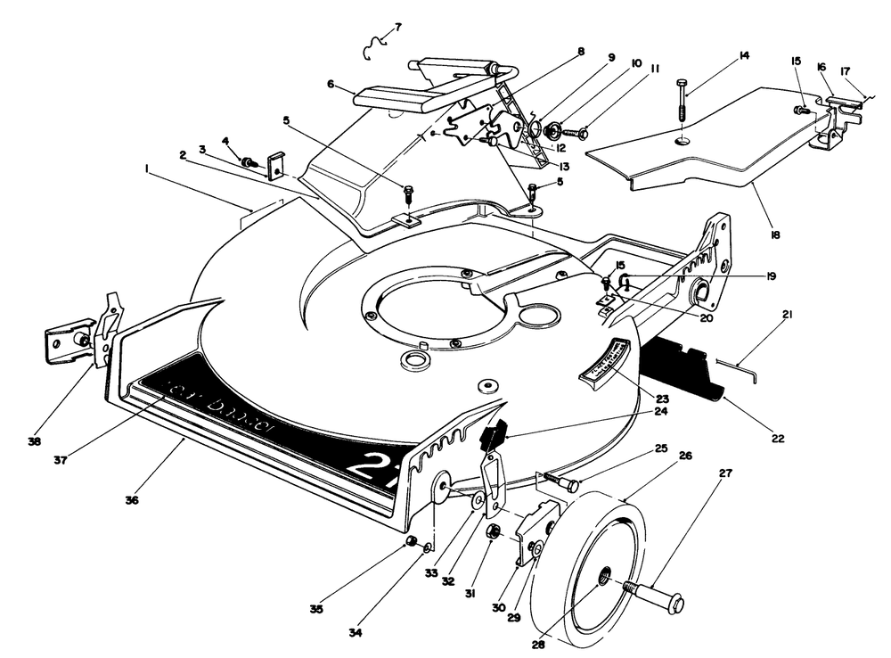 Housing Assembly Diagram and Parts List for 20695 7000001 - 7999999 Toro Lawn Mower