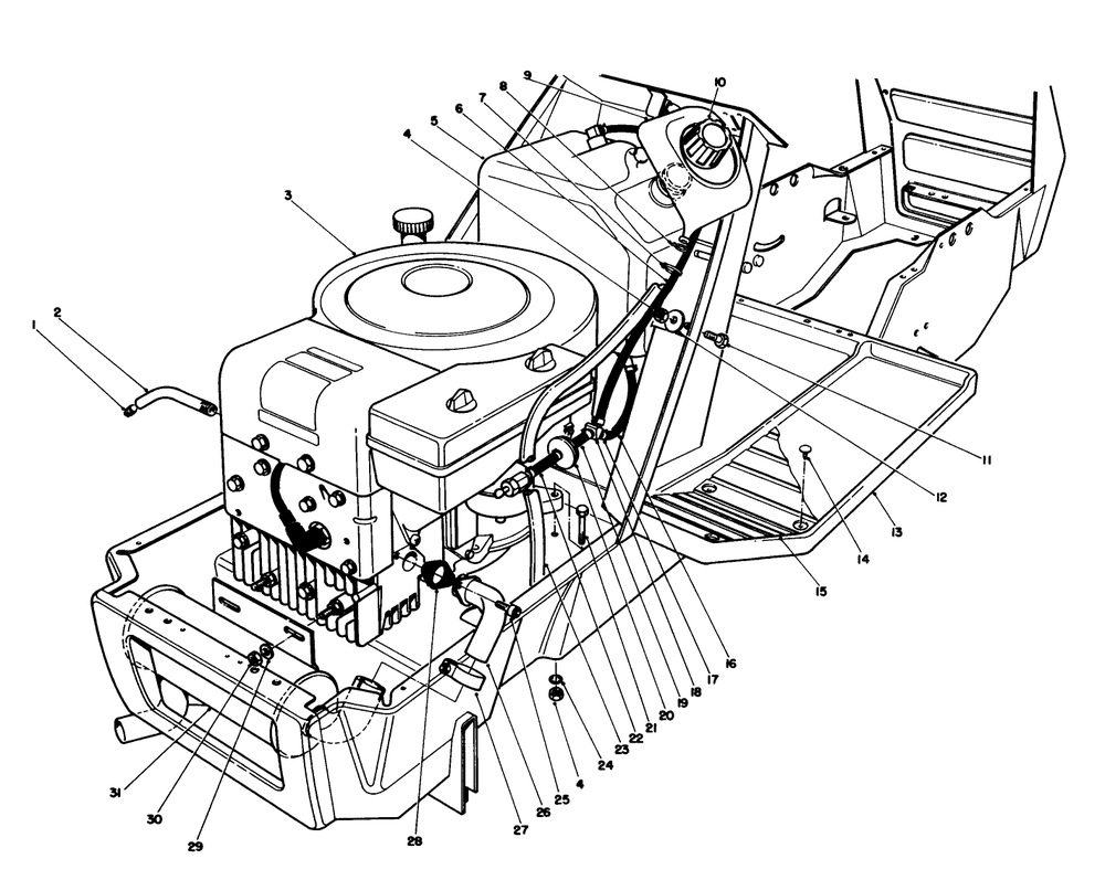 Engine Assembly Diagram and Parts List for 57400 8000001 - 8999999 Toro Lawn Tractor