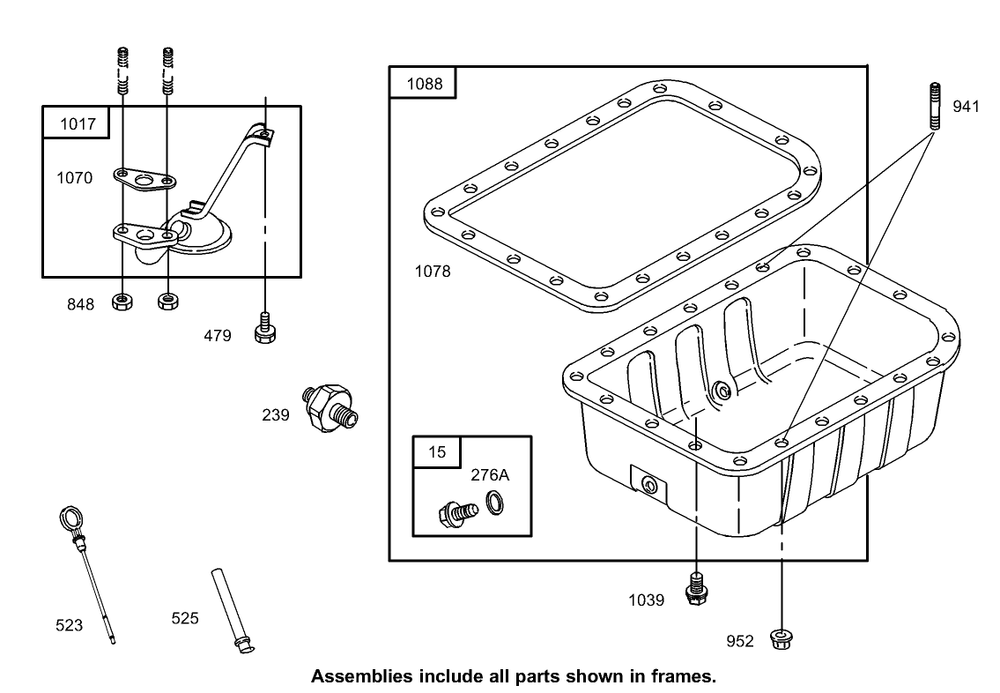 Oil Pan Assembly Diagram and Parts List for 74281TE (270000001-270000300)(2007) Toro Lawn Tractor