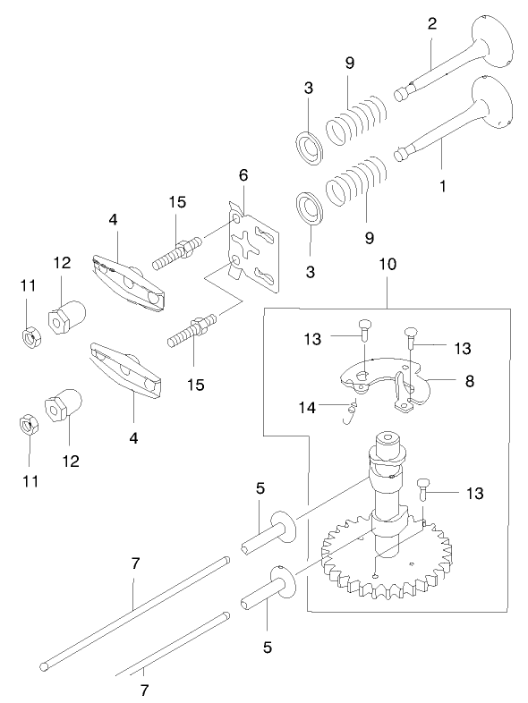 Valve/Camshaft Diagram and Parts List for 22171 9900001 - 9999999 Toro Lawn Mower