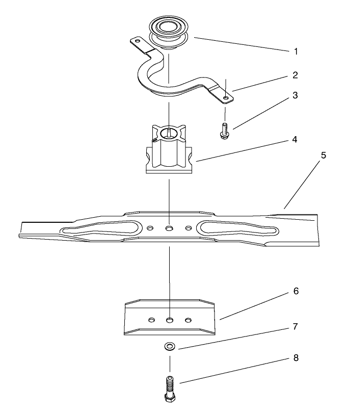 Blade Assembly Diagram and Parts List for 20809 8900001 - 8999999 Toro Lawn Mower
