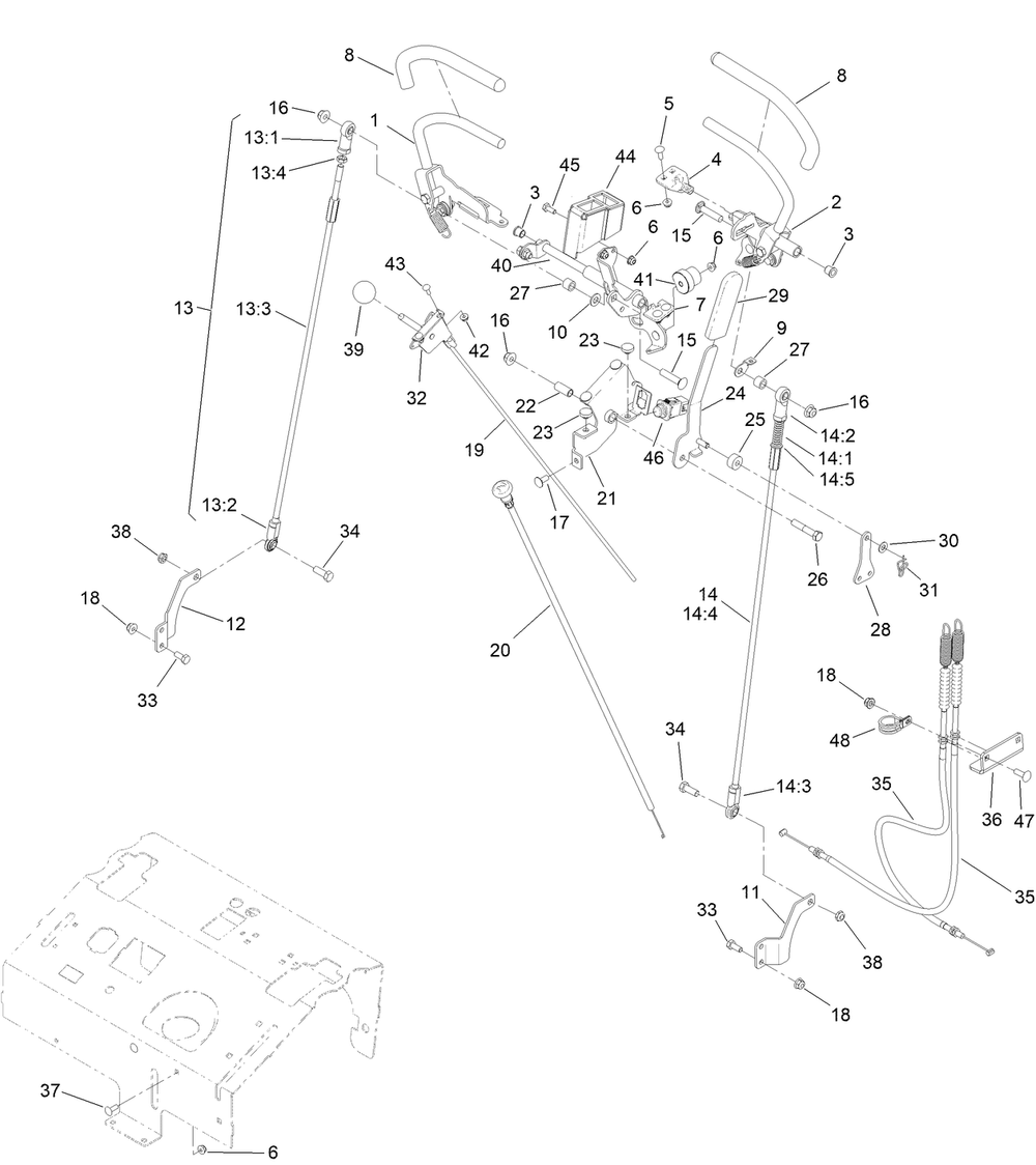 Control Assembly Diagram and Parts List for 68141G 400000000 - 415999999 Toro Cement Mixer