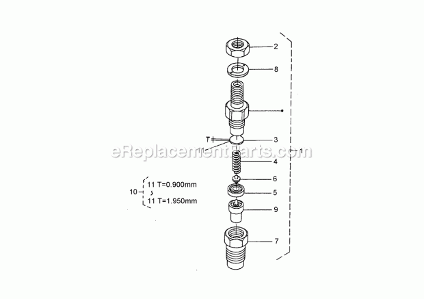 Nozzle Holder Assembly Diagram and Parts List for 74265 260000001-260999999 Toro Lawn Mower