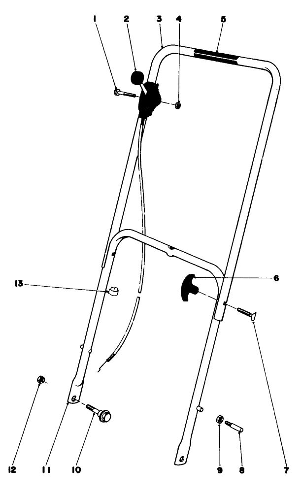 Handle Assembly Diagram and Parts List for 16300 2000001 - 2999999 Toro Lawn Mower