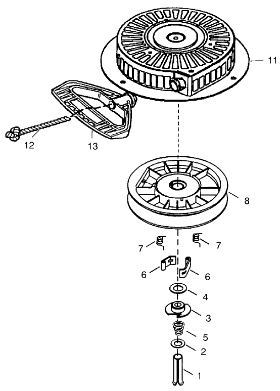 Tecumseh Starter No. 590749 Diagram and Parts List for 38590 9900001 - 9999999 Toro Snow Blower