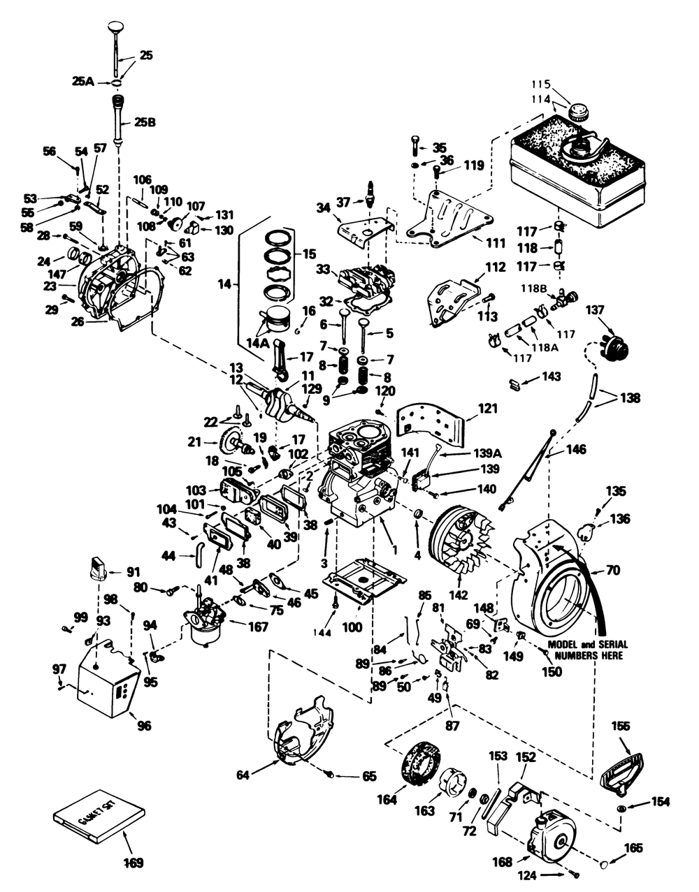 Engine Tecumseh Model No. H70-130259k (7 H.P. Snowthower Model No. 38050) Diagram and Parts List for 38040 7000001 - 7999999 Toro Snow Blower
