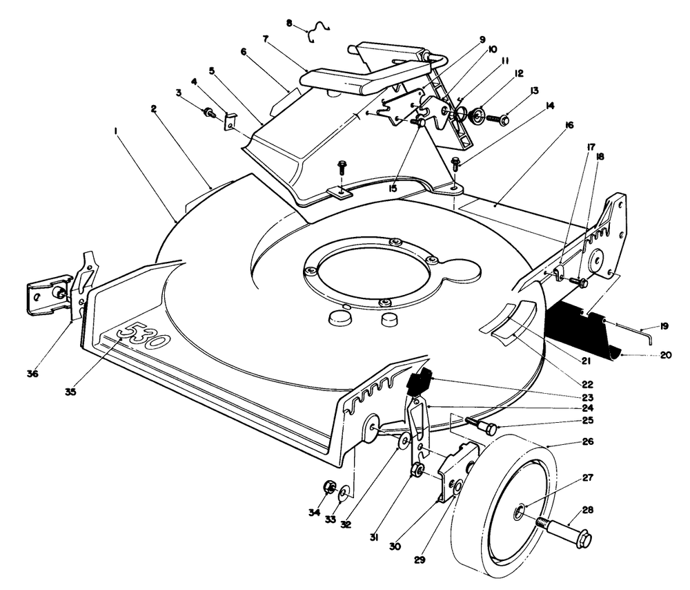 Housing Assembly Diagram and Parts List for 20522C 6000001 - 6999999 Toro Lawn Mower