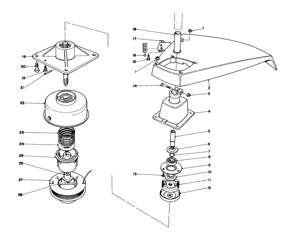 Trimmer Head Assembly Diagram and Parts List for 51604 2000001 - 2999999 Toro Trimmer