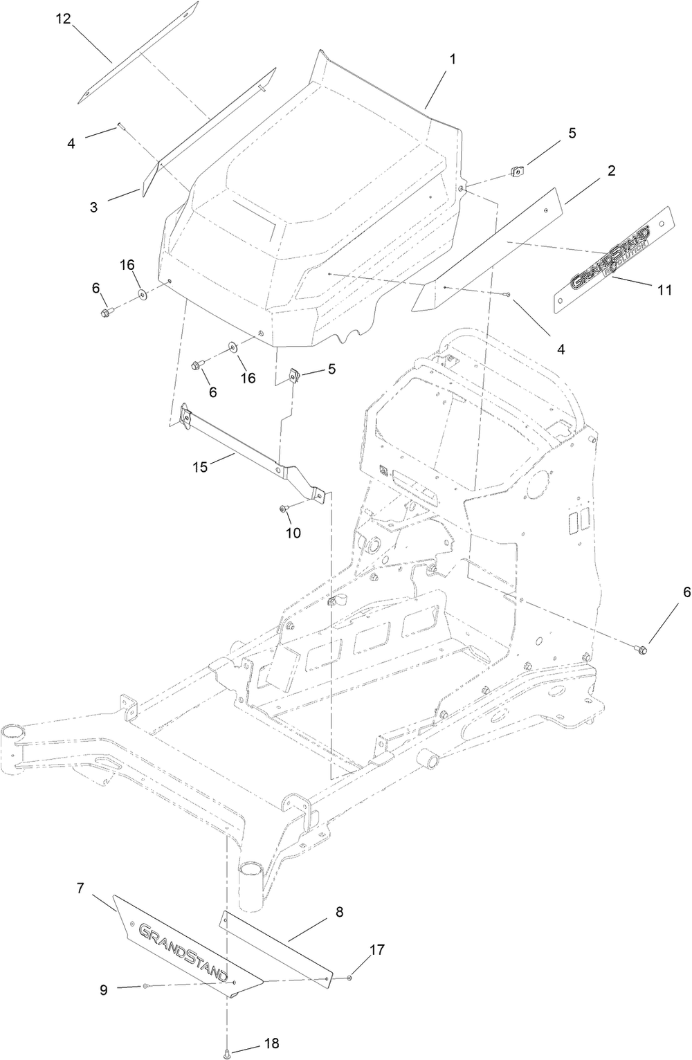 Cover Assembly Diagram and Parts List for 18850TE 400000000 - 414299999 Toro Lawn Mower