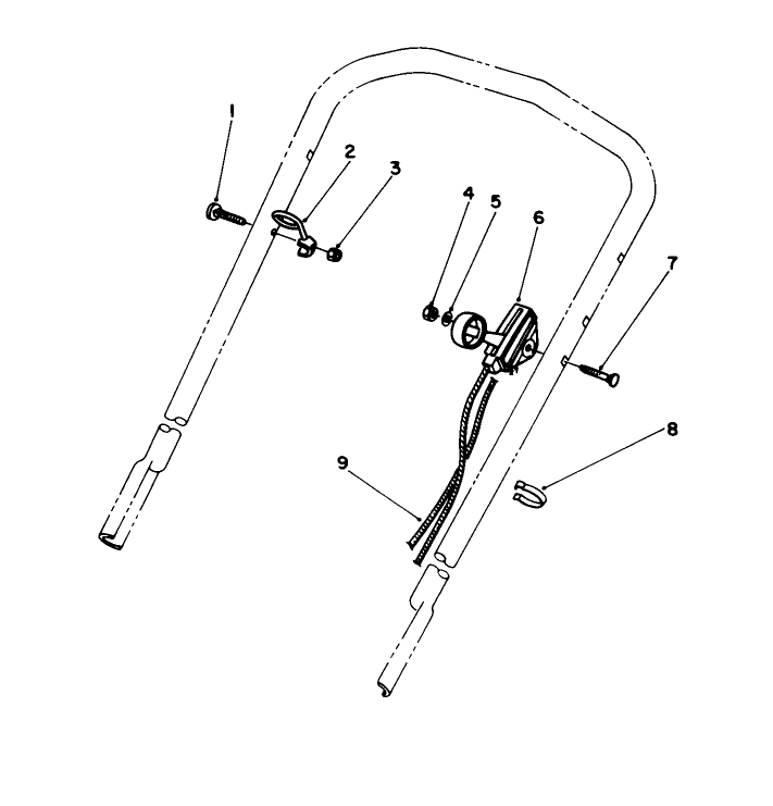 Throttle Control Assembly Diagram and Parts List for 20586 0000001 - 0999999 Toro Lawn Mower