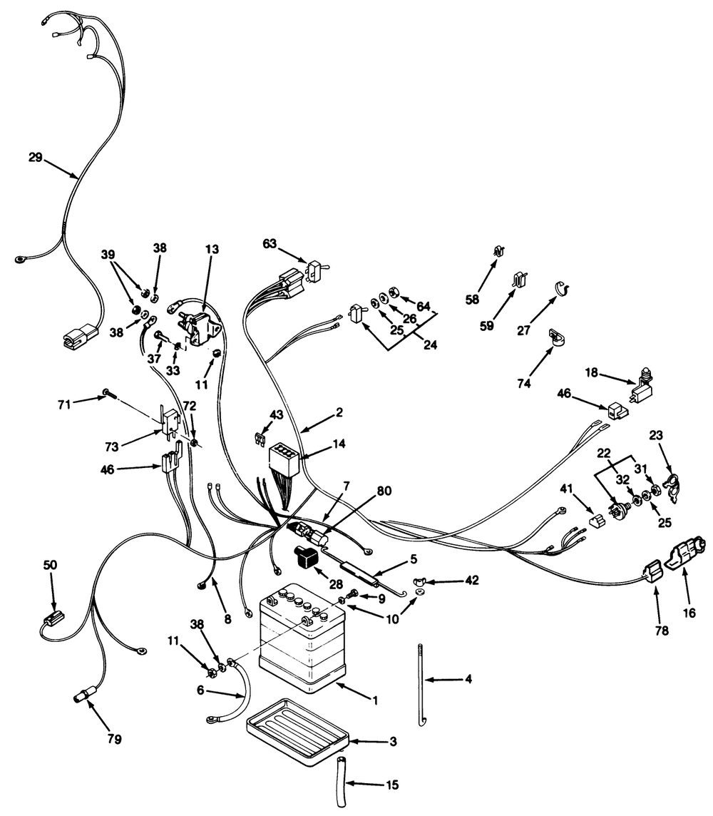 Electrical System Assembly Diagram and Parts List for 32-10BE02 1000001 - 1999999 Toro Lawn Tractor
