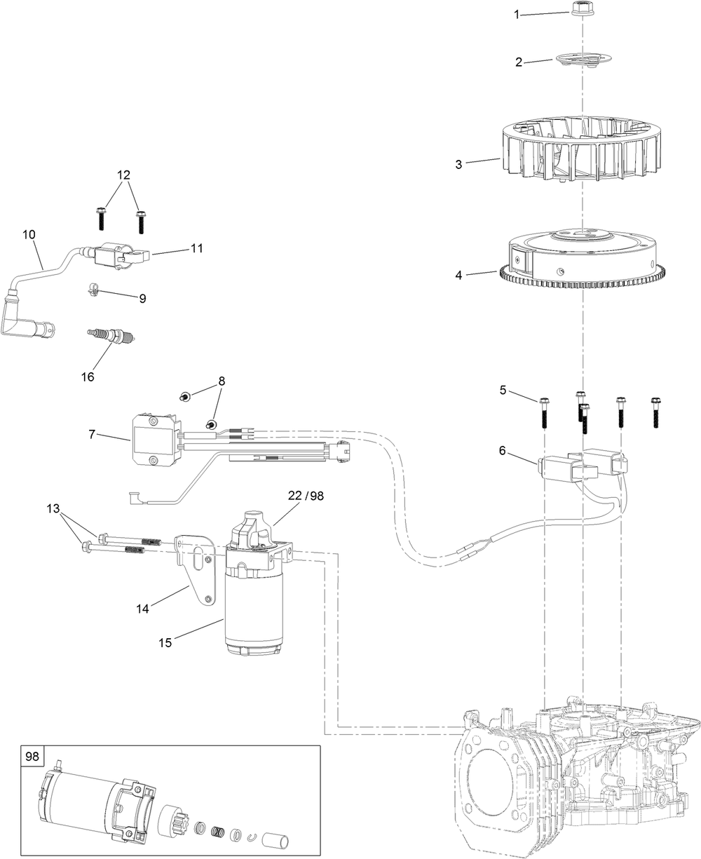 Ignition And Electrical Assembly  Engine Assembly No. 121-0412 Diagram and Parts List for 74750 316000001 - 316999999 Toro Lawn Tractor