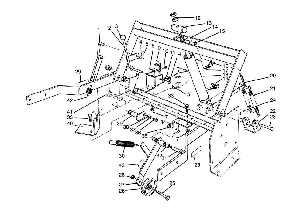 Parking Brake & Lift Frame Assembly Diagram and Parts List for 30718 4900001 - 4999999 Toro Lawn Tractor