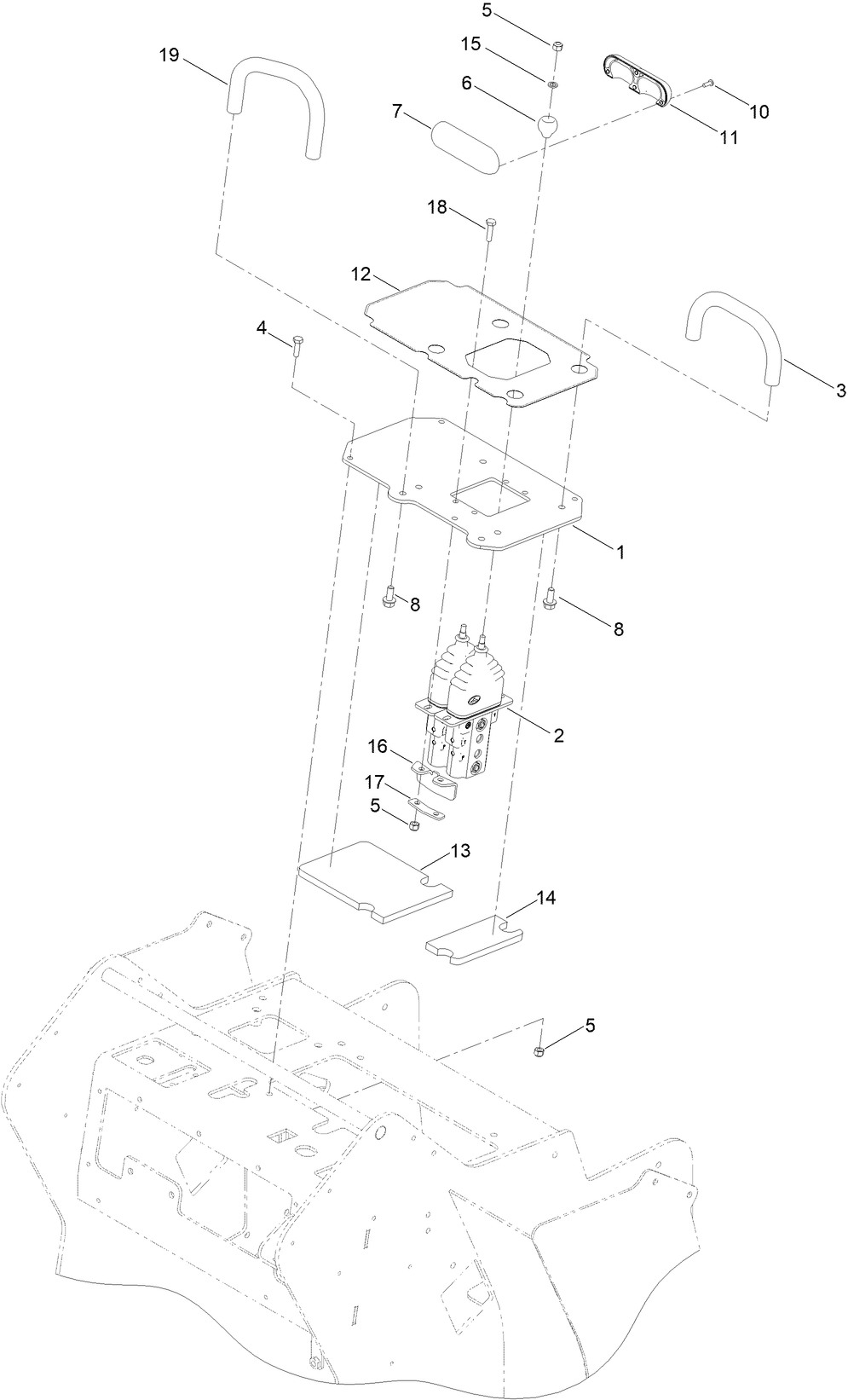 Control Valve And Reference Bar Assembly Diagram and Parts List for 22327G 405800000 - 407139999 Toro Lawn Tractor Accessories