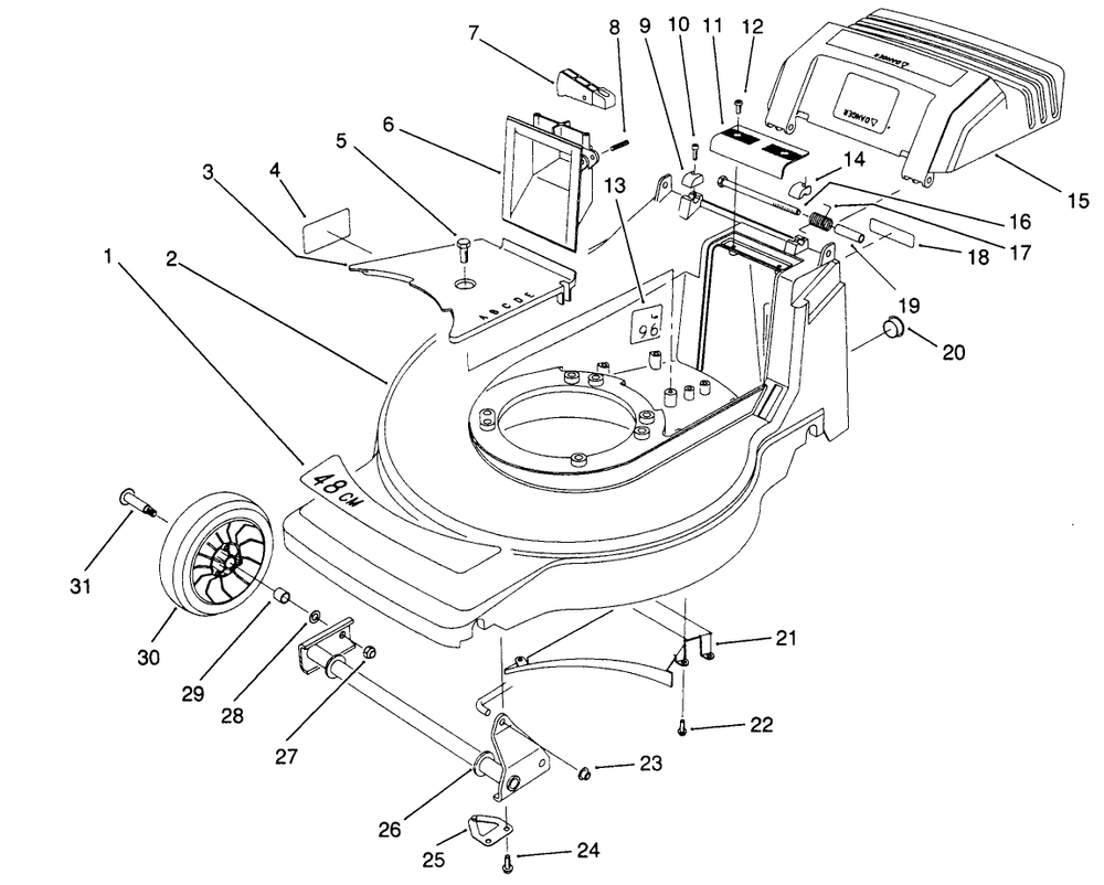Housing Assembly (Model No. 20901b) Diagram and Parts List for 20906B 1000001 - 1999999 Toro Lawn Mower