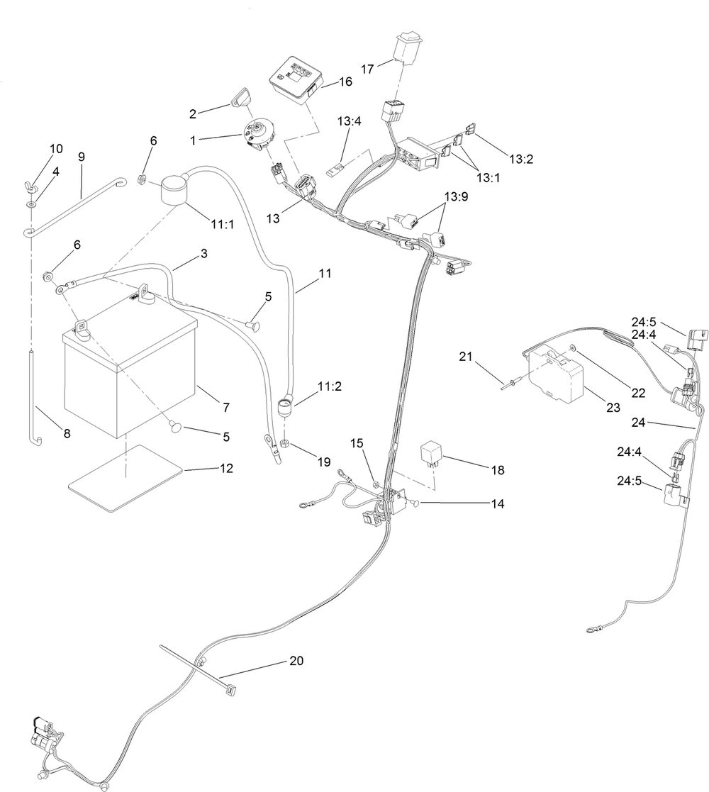 Electrical Harness Assembly Diagram and Parts List for 68138HD 404320000 - 405399999 Toro Lawn Tractor Accessories