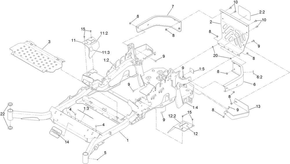 Frame Assembly Diagram and Parts List for 72928 400000000 - 412799999 Toro Lawn Tractor