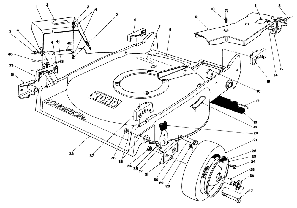 Housing Assembly (Model 22680c) Diagram and Parts List for 22680C 8000001 - 8999999 Toro Lawn Mower