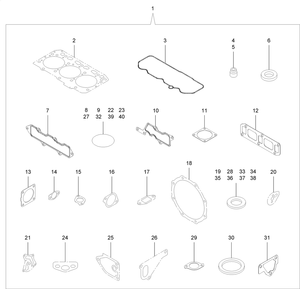 Gasket Set Diagram and Parts List for 74072 403226744-404399999 Toro Lawn Mower