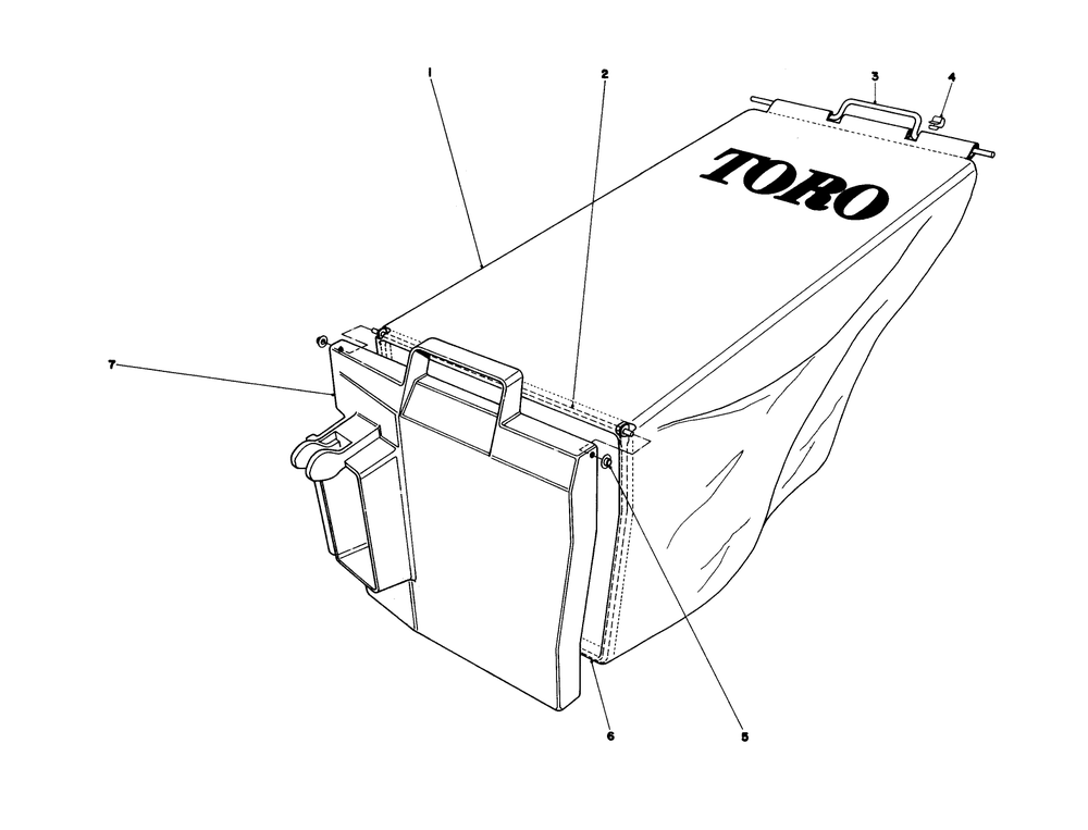 Grass Bag Assembly Diagram and Parts List for 20698 9000001 - 9999999 Toro Lawn Mower