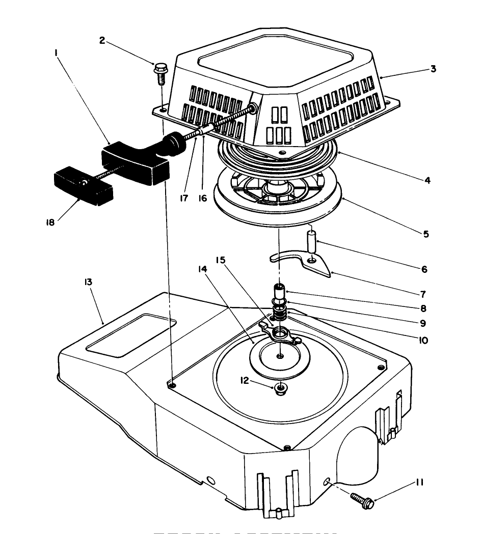 Recoil Assembly (Model No. Vmh7) Diagram and Parts List for 20526C 8000001 - 8999999 Toro Lawn Mower