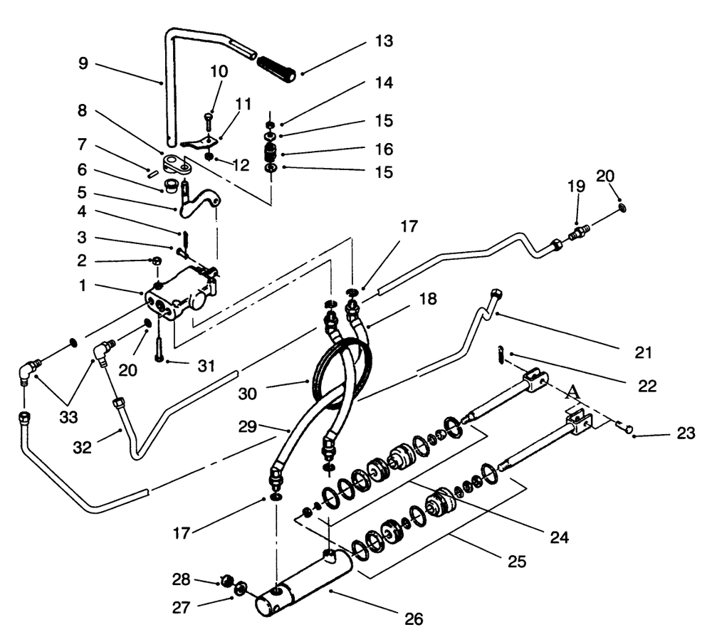 Hydraulic Control System Diagram and Parts List for 73421 5901047 - 5999999 Toro Lawn Tractor