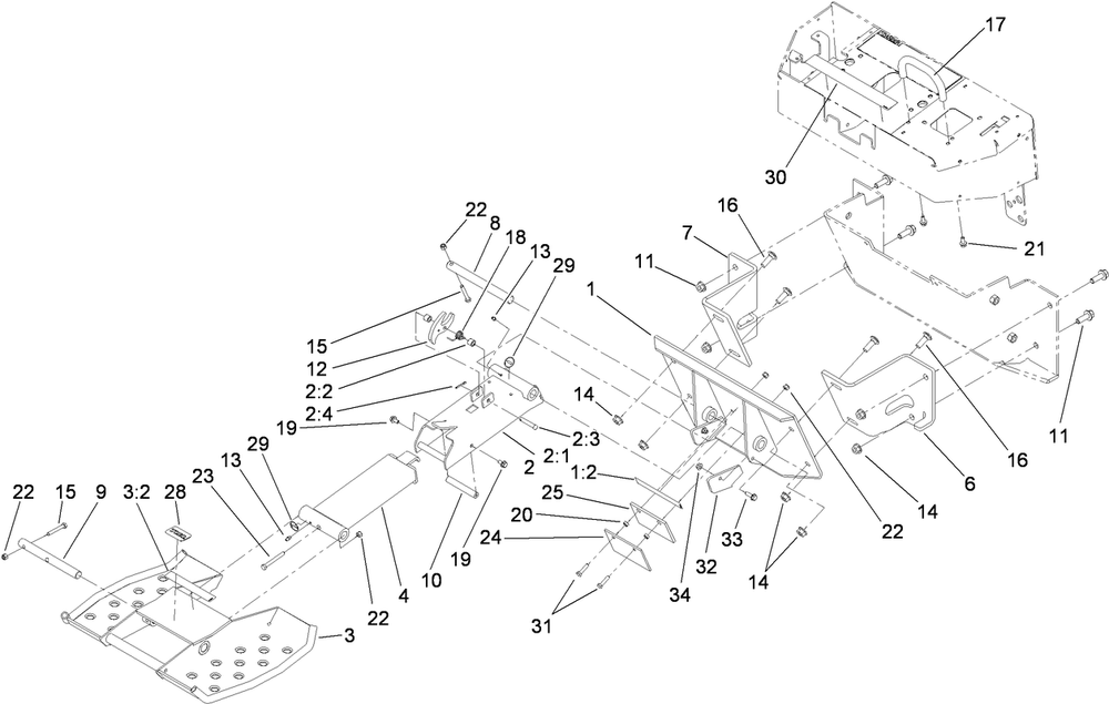 Platform Assembly Diagram and Parts List for 22475 402000000 - 404799999 Toro Lawn Tractor Accessories