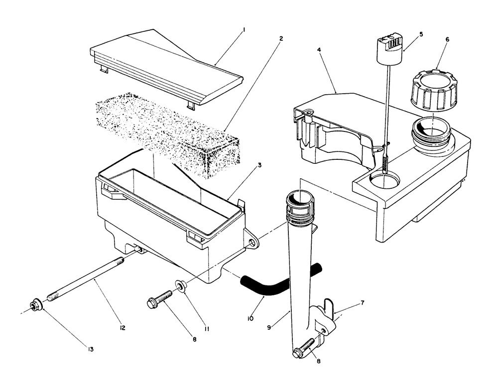 Air Cleaner & Fuel Tank Assembly (Engine Model No. Vmk9-2) Diagram and Parts List for 26622 0003101 - 0999999 Toro Lawn Mower
