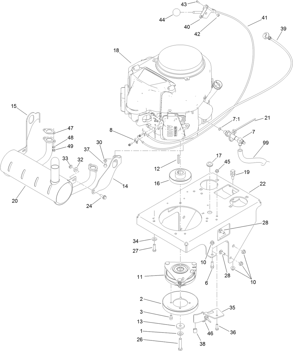 Engine Assembly Diagram and Parts List for 79534 (316000001-316999999)(2016) Toro Lawn Mower