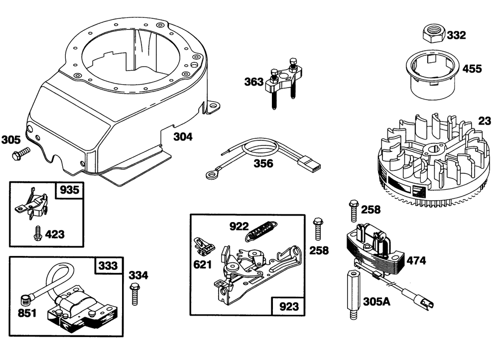 Engine Briggs & Stratton Model 124707-3185-01 Diagram and Parts List for 20437 49000001 - 49999999 Toro Lawn Mower