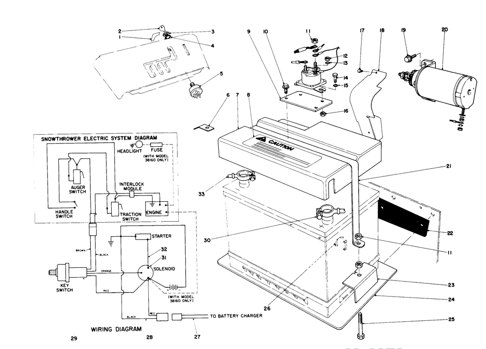 Volt Starting Motor Kit (8 & 11 H.P. Snowthrower Model 38150 5 3 Diagram and Parts List for 38160 1000001 - 1999999 Toro Snow Blower
