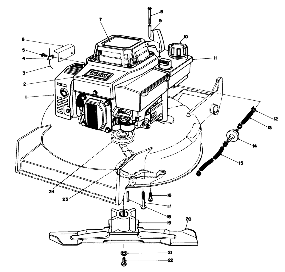 Engine Assembly Diagram and Parts List for 20627C 7000001 - 7999999 Toro Lawn Mower