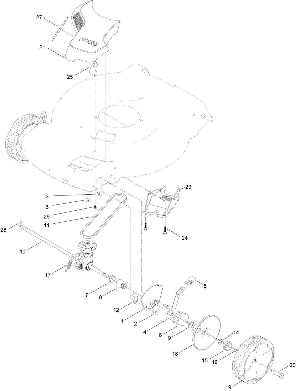 Front Wheel And Height-Of-Cut Assembly Diagram and Parts List for 21770 400000000 - 411913203 Toro Lawn Mower