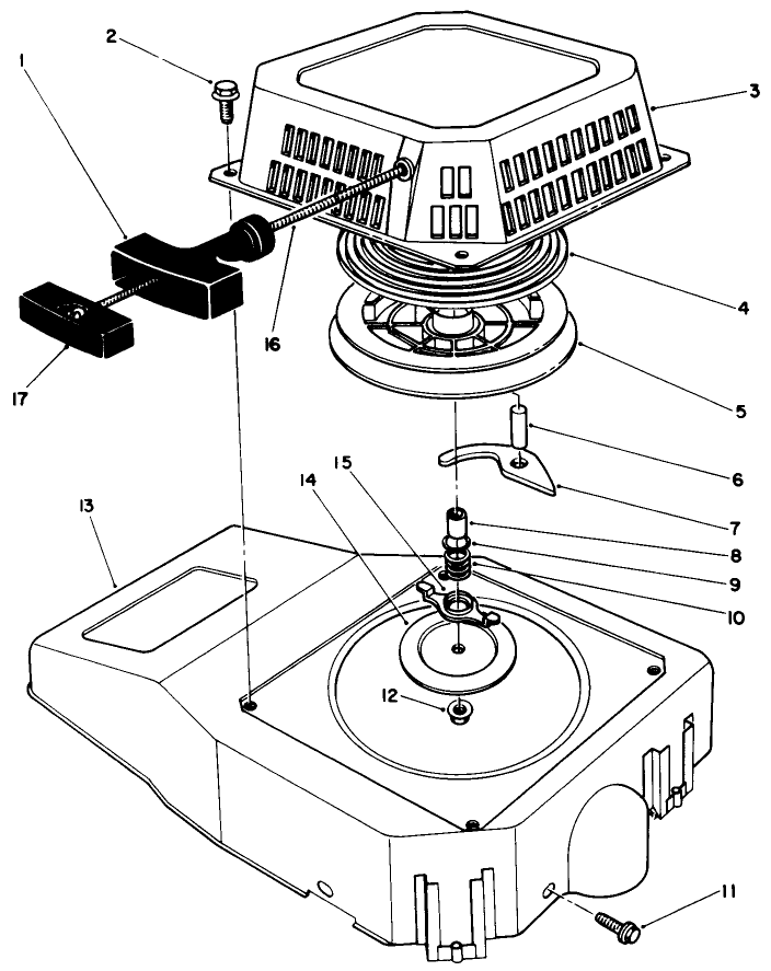 Recoil Assembly (Engine Model No. Vmk9-2) Diagram and Parts List for 26621 0000001 - 0999999 Toro Lawn Mower
