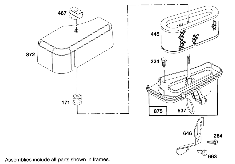 Engine Briggs & Stratton Model 282707-0119-01 Diagram and Parts List for 71200 5900001 - 5910000 Toro Lawn Tractor