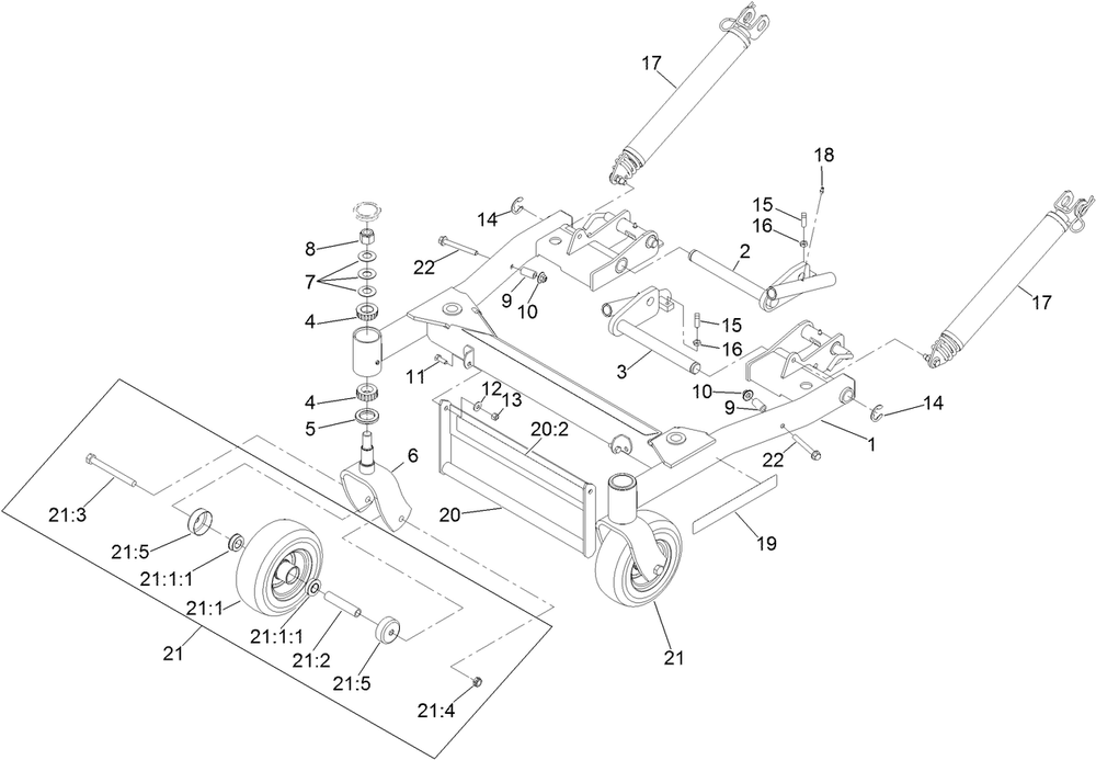 Deck Support Frame Assembly Diagram and Parts List for 74315 405700000 - 412599999 Toro Lawn Tractor