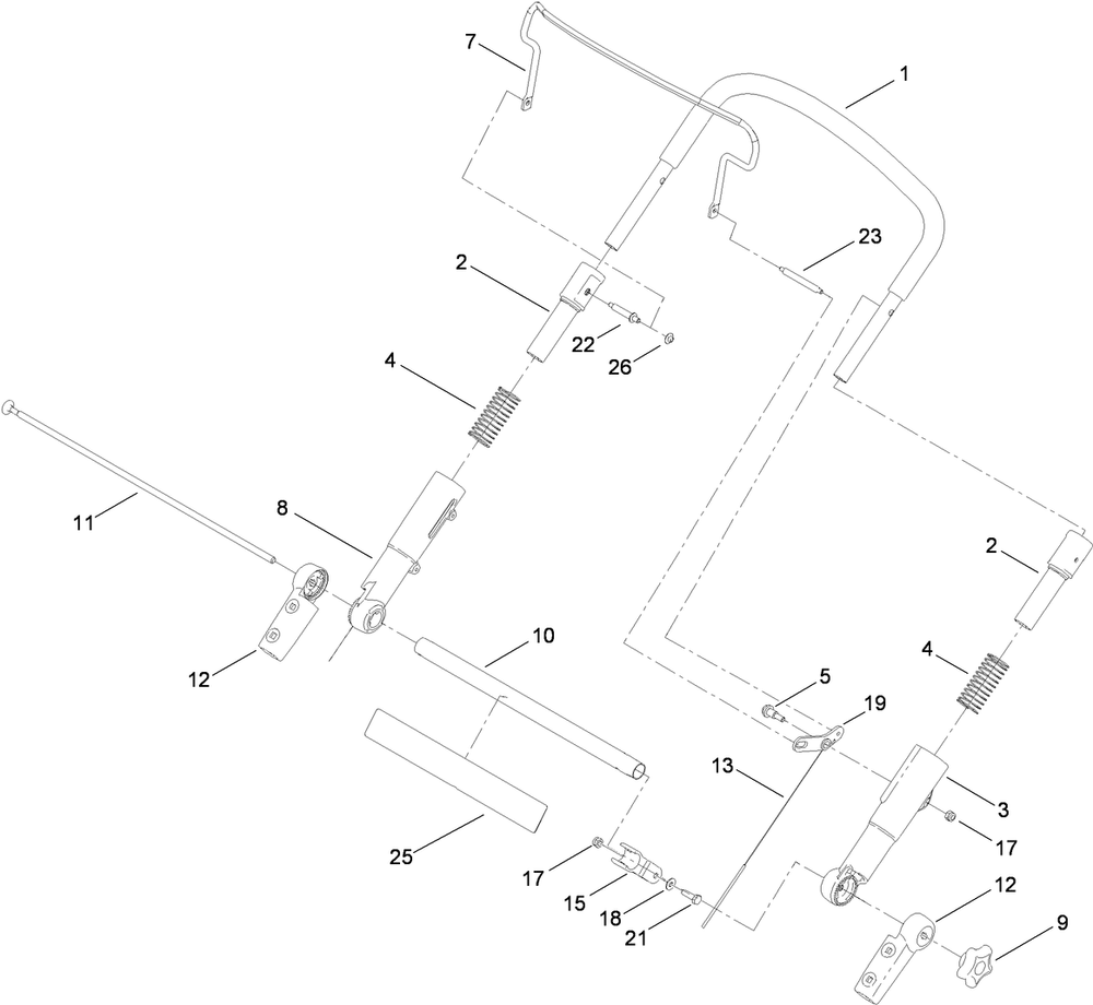 Upper Handle Assembly Diagram and Parts List for 20897 316000001 - 316999999 Toro Lawn Mower