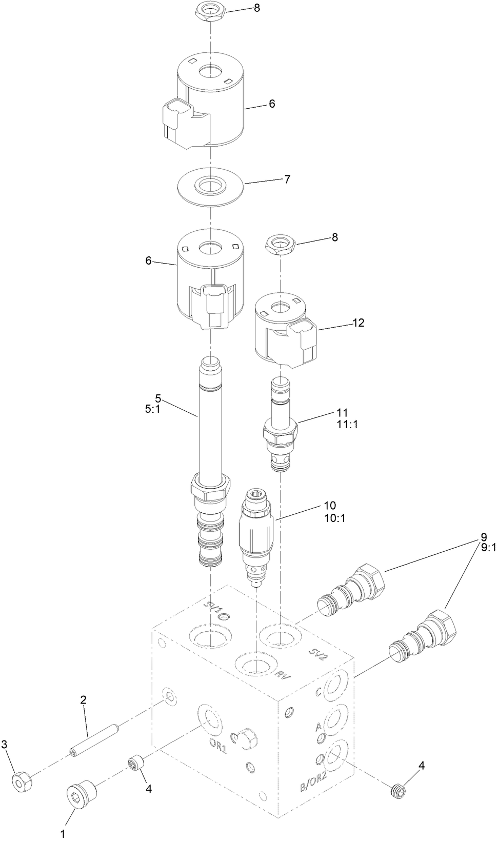 Lift And Fold Valve Assembly No. 142-8862 Diagram and Parts List for 72144 413000000 - 999999999 Toro Lawn Tractor