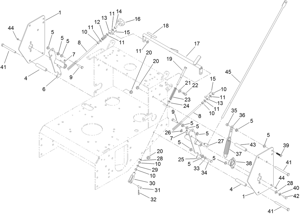 Lower Control Assembly Diagram and Parts List for 31914 405300000-410299999 Toro Lawn Mower