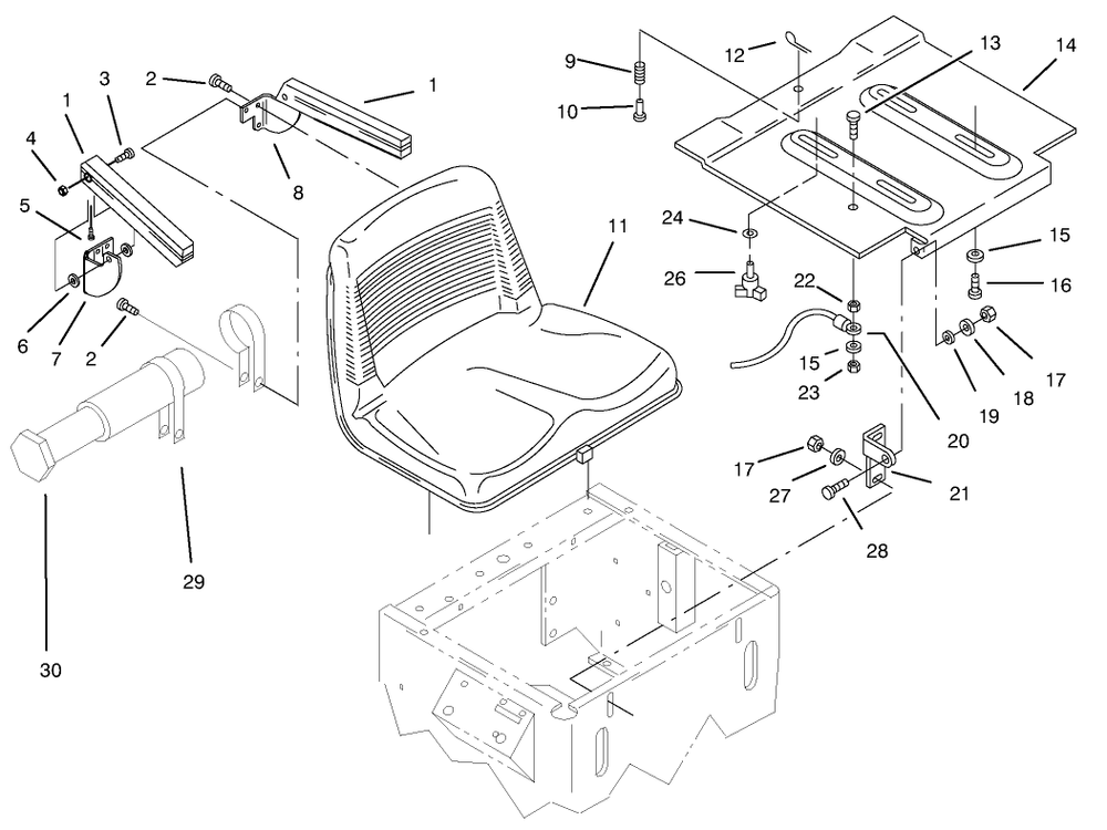 Seat Assembly Diagram and Parts List for 74101 690001 - 699999 Toro Lawn Tractor