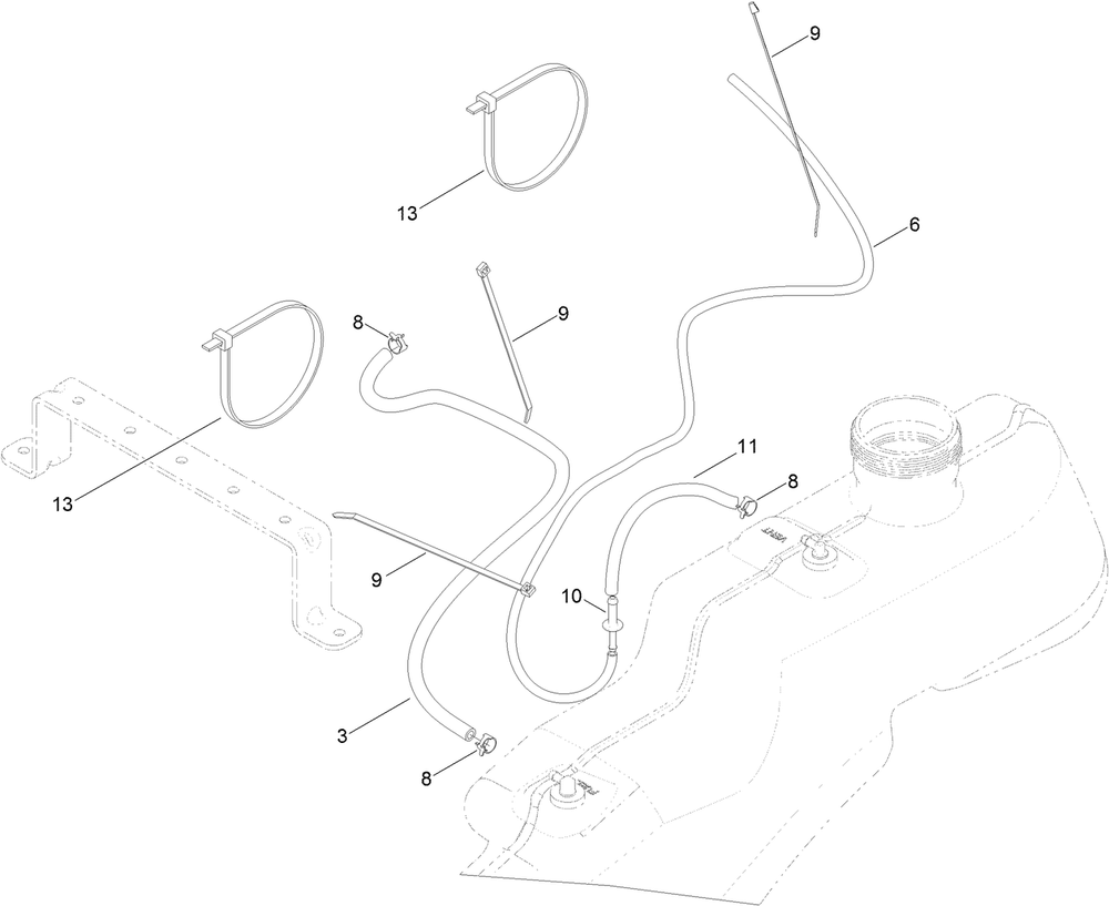 Fuel Delivery Assembly Diagram and Parts List for 74750 316000001 - 316999999 Toro Lawn Tractor