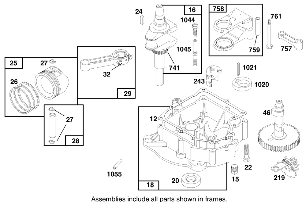 Engine Briggs & Stratton Model 28n777-0174-01 Diagram and Parts List for 71217 7900001 - 7999999 Toro Lawn Tractor