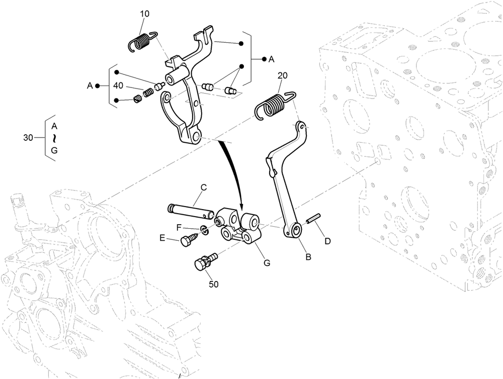 Fork Lever (Governor) Assembly Diagram and Parts List for 22337CP 400000000 - 401349999 Toro Lawn Tractor Accessories