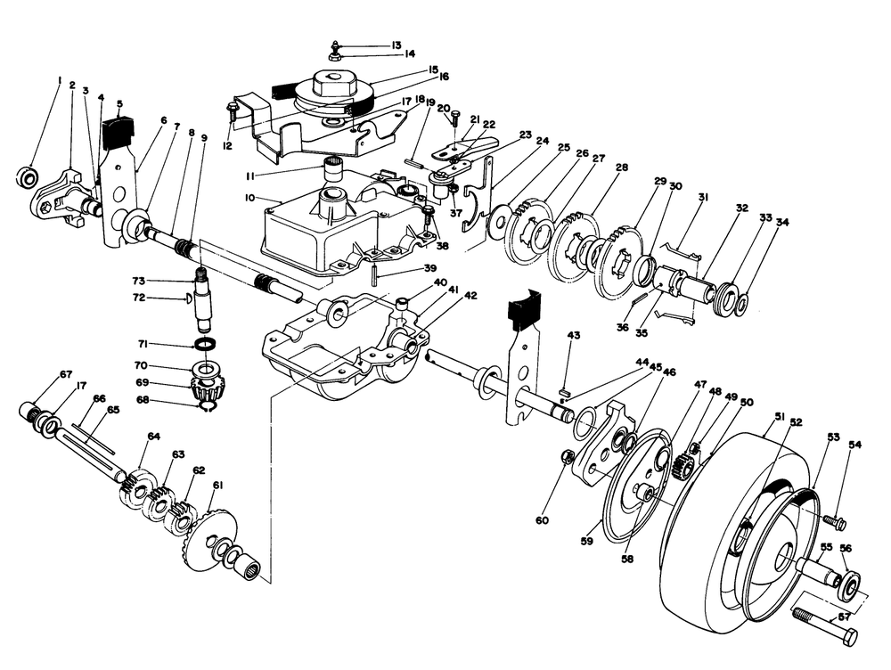 Gear Case Assembly (Model 22035) Diagram and Parts List for 22035 6000001 - 6999999 Toro Lawn Mower