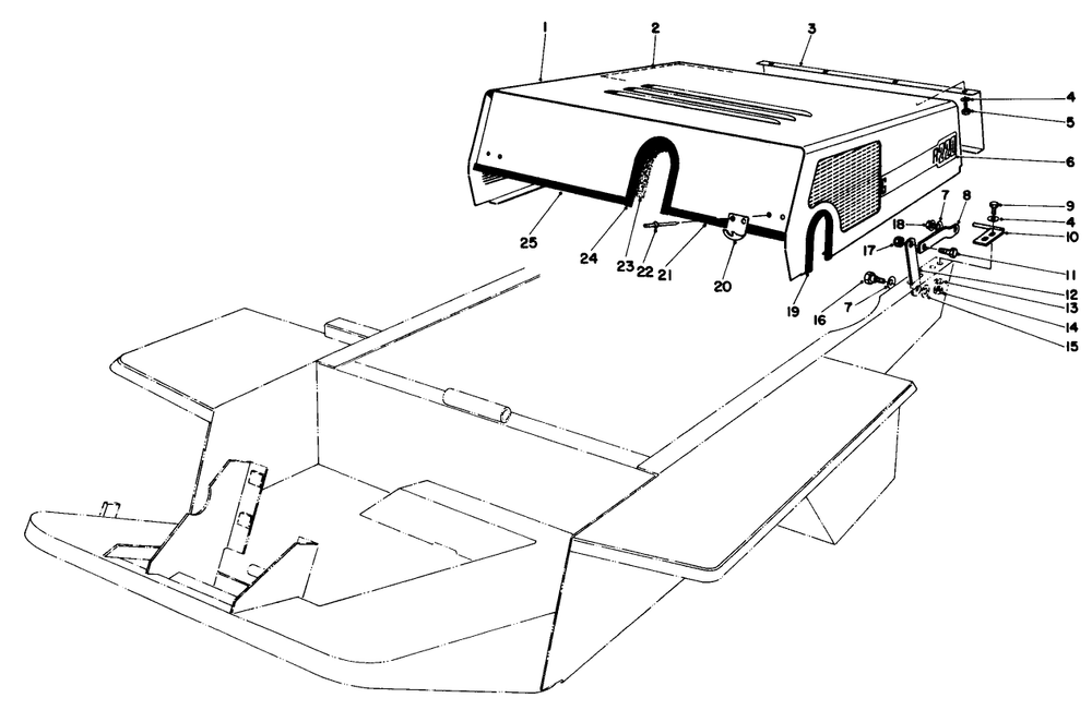 Hood Assembly Diagram and Parts List for 30798 0000001 - 0999999 Toro Lawn Tractor