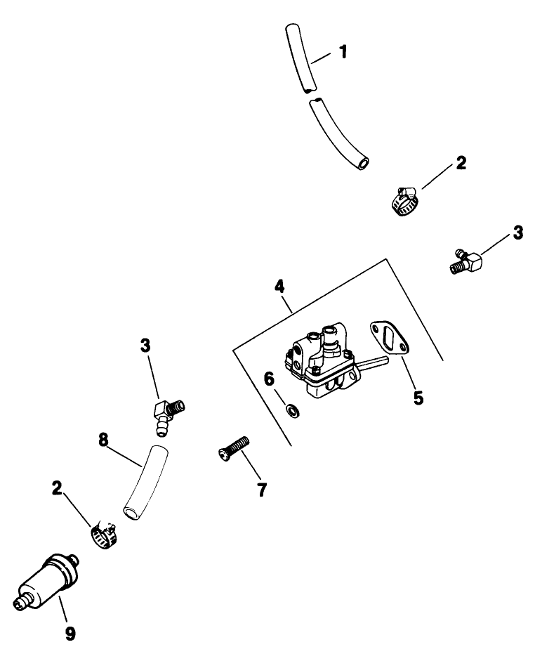 Fuel Pump Diagram and Parts List for 30718 3900001 - 3999999 Toro Lawn Tractor